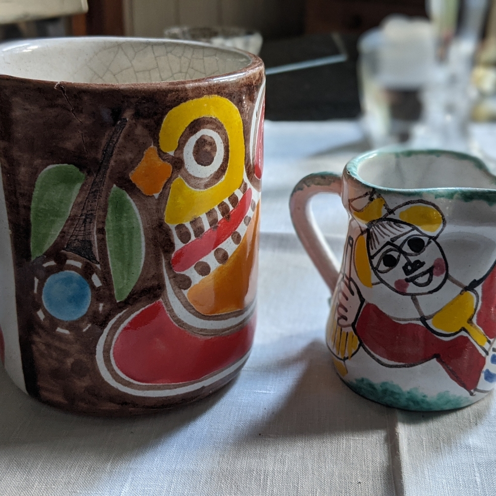 Signed Desimone mug and creamer